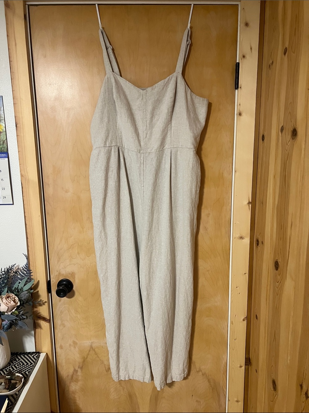 Pair of Old Navy Cream Linen and Jean Textured Jumpsuits - Picture 2 of 8